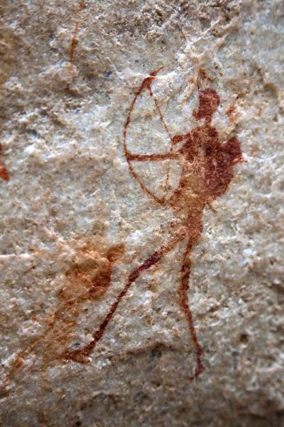 Rock painting of ancient archer, South Africa